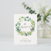 Eucalyptus Wreath Calligraphy Change of Address Briefkaart (Staand voorkant)
