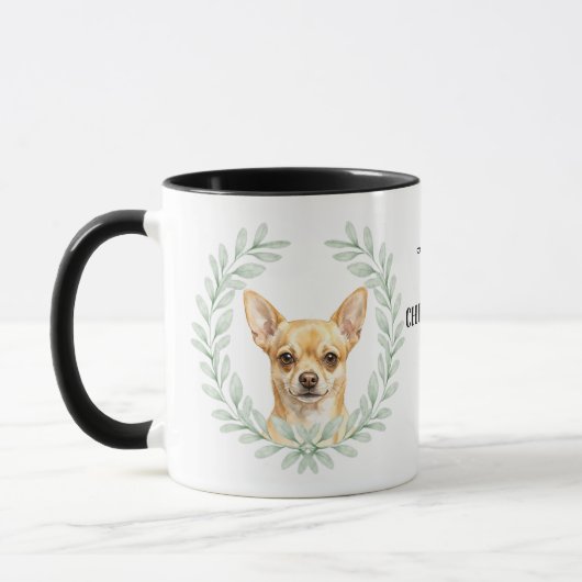 Eucalyptus Wreath Fawn Brown Chihuahua Monogram Mok (Links)