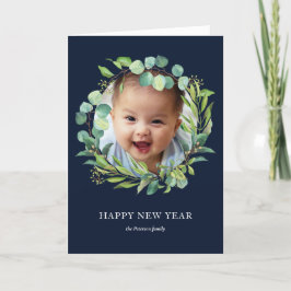 Eucalyptus Wreath | Green Foliage New Year Photo Feestdagen Kaart
