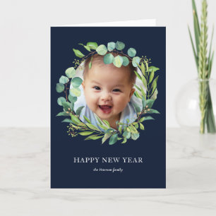 Eucalyptus Wreath Green Foliage New Year Photo Feestdagen Kaart