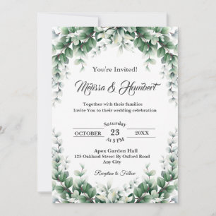 Eucalyptus Wreath Greenery Foliage Leaf Wedding Kaart