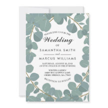 Eucalyptus Wreath Greenery Wedding Invitation