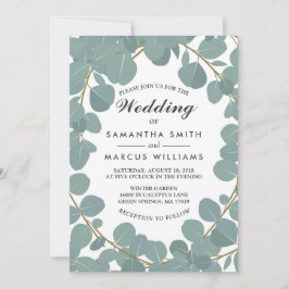 Eucalyptus Wreath Greenery Wedding Invitation Kaart