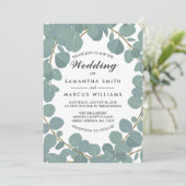 Eucalyptus Wreath Greenery Wedding Invitation Kaart (Staand voorkant)