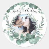 Eucalyptus Wreath Leaves Foto Ronde Sticker (Voorkant)