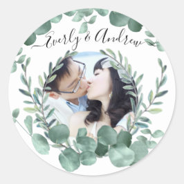 Eucalyptus Wreath Leaves Foto Ronde Sticker
