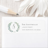 Eucalyptus Wreath Monogram Return Address Labels (Insitu)