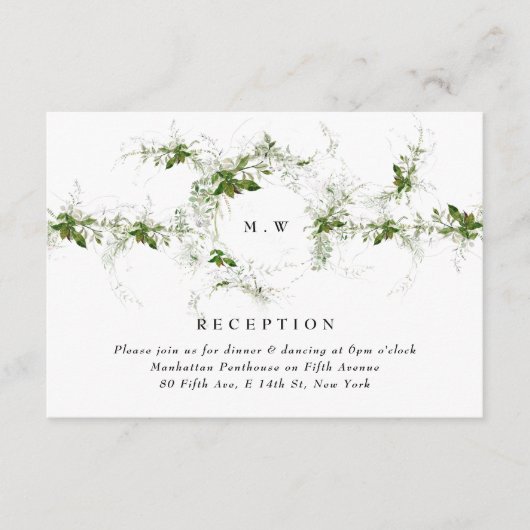Eucalyptus Wreath Monogram Weddenschap Informatiekaartje (Voorkant)