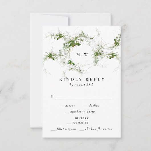 Eucalyptus Wreath Monogram Weddenschap RSVP Kaartje (Voorkant)