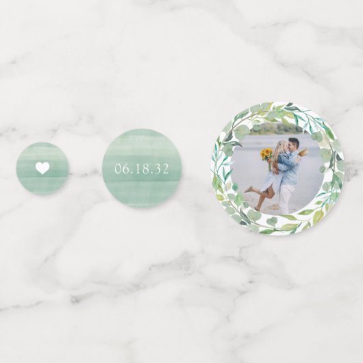 Eucalyptus Wreath Personalized Weddenschap Confetti (Achterkanten)