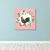 Eucalyptus Wreath & Rooster Farmhouse Canvas Afdruk (Insitu (Houten vloer))