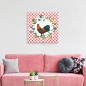 Eucalyptus Wreath & Rooster Farmhouse Canvas Afdruk (Insitu (Woonkamer))