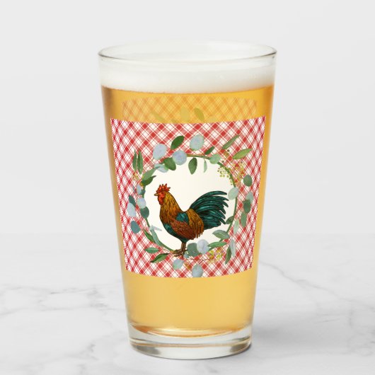 Eucalyptus Wreath & Rooster Farmhouse Glas (Voorkant gevuld)