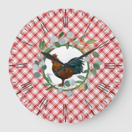 Eucalyptus Wreath & Rooster Farmhouse Grote Klok