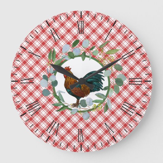 Eucalyptus Wreath & Rooster Farmhouse Grote Klok (Voorkant)