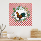 Eucalyptus Wreath & Rooster Farmhouse Poster (Keuken)