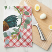 Eucalyptus Wreath & Rooster Farmhouse Theedoek (Quarter Fold)
