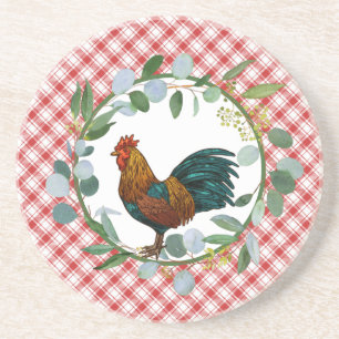 Eucalyptus Wreath & Rooster Farmhouse Zandsteen Onderzetter