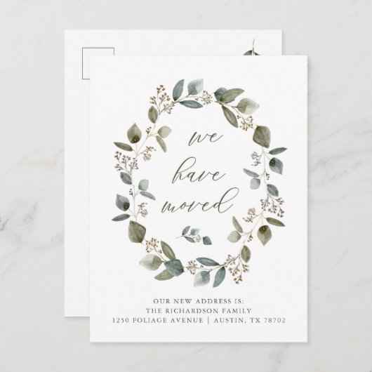 Eucalyptus Wreath | We hebben de aankondiging verp Briefkaart (Voorkant / Achterkant)