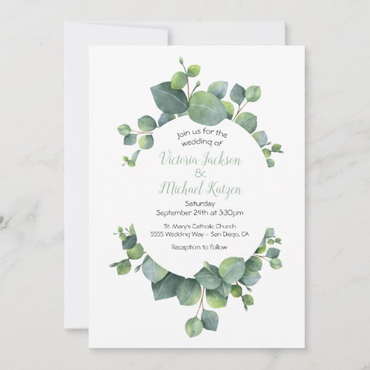Eucalyptus Wreath Weddenschap Kaart (Voorkant)