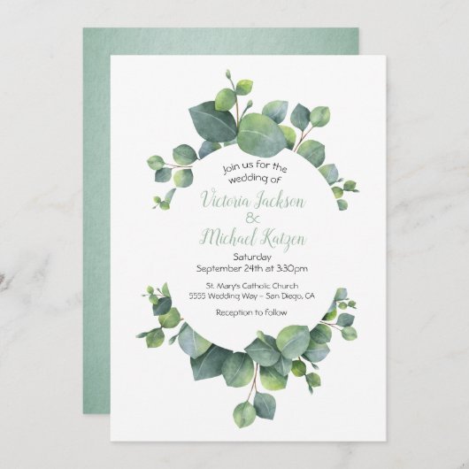Eucalyptus Wreath Weddenschap Kaart (Voorkant / Achterkant)