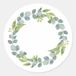Eucalyptus Wreath Wedding Envelope Seals-Set Of 20 Ronde Sticker