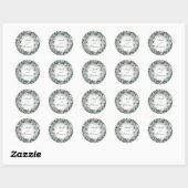 Eucalyptus Wreath Wedding Name Favor Green Silver Ronde Sticker (Vel)