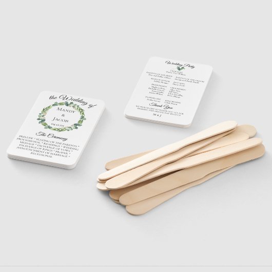 Eucalyptus Wreath Wedding Program Handwaaier (Niet-gemonteerd)