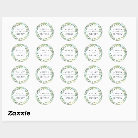 Eucalyptus Wreath Wedding Ronde Sticker (Vel)