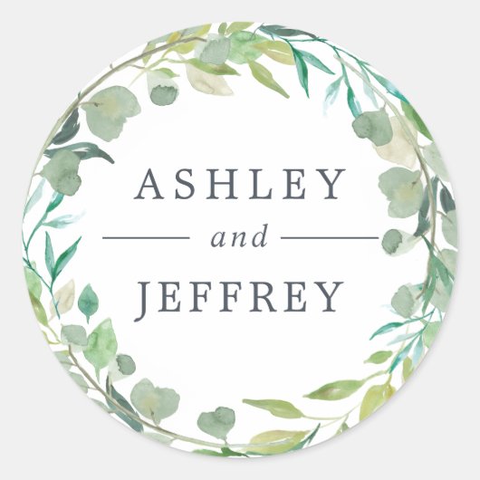 Eucalyptus Wreath Wedding Ronde Sticker (Voorkant)