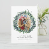 Eucalyptus Wreath Wedding Save the Date (Staand voorkant)