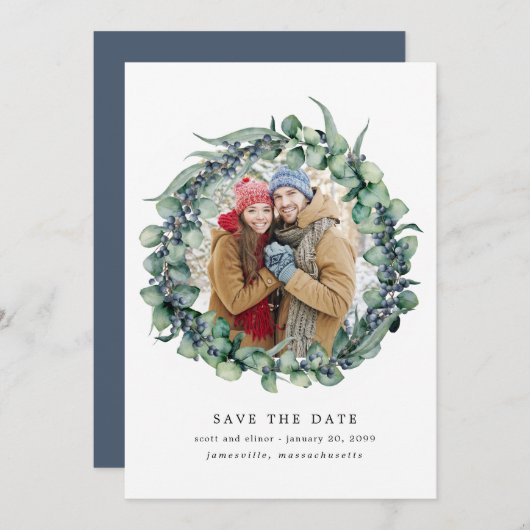 Eucalyptus Wreath Wedding Save the Date (Voorkant / Achterkant)