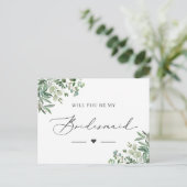 Eucalyptus zal je mijn bruidsmeisje Kaart zijn (Staand voorkant)