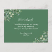 Eucalyptus zal je mijn bruidsmeisje Kaart zijn (Achterkant)