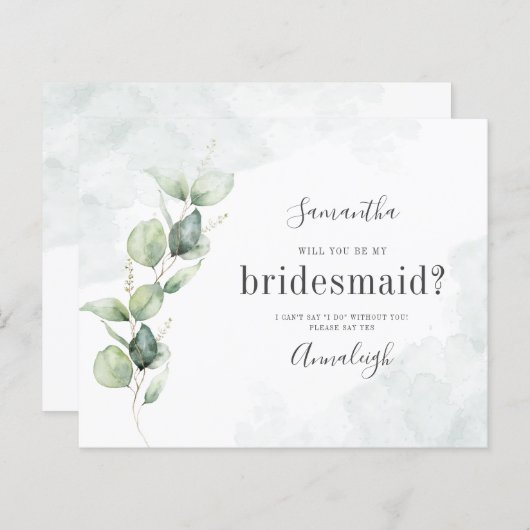 Eucalyptus zal je mijn bruidsmeisje Kaart zijn (Voorkant / Achterkant)