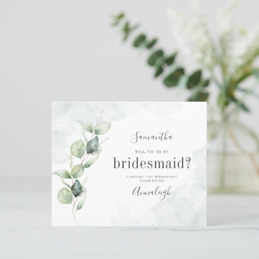 Eucalyptus zal je mijn bruidsmeisje Kaart zijn (Staand voorkant)