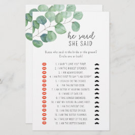 Eucalyptus zei dat ze vrijgezellenfeest spel zei