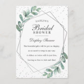 Eucalyptus Zilver Geometrische Bruiloftsborrel Informatiekaartje (Voorkant)