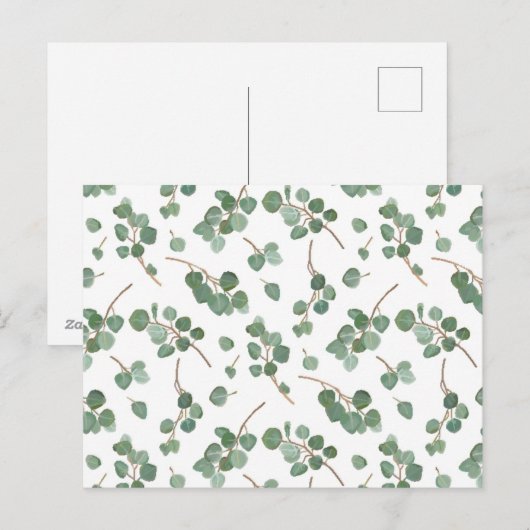 Eucalyptus zilveren dollar boom bladeren patroon feestdagenkaart (Voorkant / Achterkant)