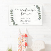 Eucalyptus Zomergroen Baby shower Welkom Spandoek (Insitu)