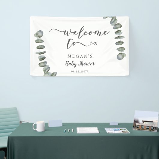 Eucalyptus Zomergroen Baby shower Welkom Spandoek (Beurs)