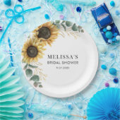 Eucalyptus Zonnebloem Bruidsdouche Papieren Bordje (Feest)