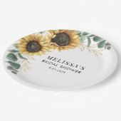 Eucalyptus Zonnebloem Bruidsfeest Papieren Bordje (Gekanteld)