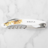 Eucalyptus zonnebloem bruiloft gunst kurkentrekker (Achterkant)