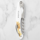 Eucalyptus zonnebloem bruiloft gunst kurkentrekker (Achterkant)