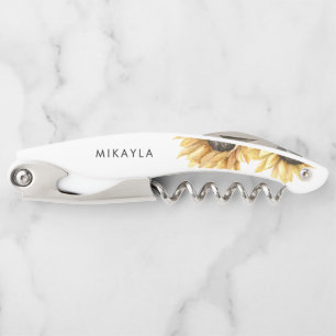 Eucalyptus zonnebloem bruiloft gunst kurkentrekker