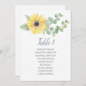 Eucalyptus Zonnebloem Bruiloft Zittafel Plan Kaart (Voorkant / Achterkant)