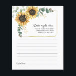 Eucalyptus Zonnebloem Datum Nachtideeën Flyer<br><div class="desc">Budget Sunflower Eucalyptus Floral bruiloft dateert van nachtkaartjes. Creëer een modern Sunflower Floral Vrijgezellenfeest dateert uit de nacht met een leuke sjabloon met mooie roestachtige bloemetjes met moderne eenvoudige typografie. TIP: Overeenkomende trouwsuite-kaarten zoals RSVP, trouwprogramma's, banners, tapestry, cadeaubonnen, labels, borden en andere bruiloft-keepsakes en -godies zijn beschikbaar in het collectie...</div>