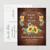 Eucalyptus Zonnebloem FOTO Bruiloft Save the Date Aankondigingskaart (Voorkant / Achterkant)