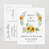 Eucalyptus Zonnebloem FOTO Bruiloft Save the Date Aankondigingskaart (Voorkant / Achterkant)